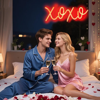Neon Sign Lights XOXO, Modern Wedding Décor Signs,XOXO Neon Light with Dimmable Switch and Hanging Chain for Bedroom Dorm Hotel Pub Bar Wedding Party Decor,Valentine's Gifts for Her,11.4x4.3In