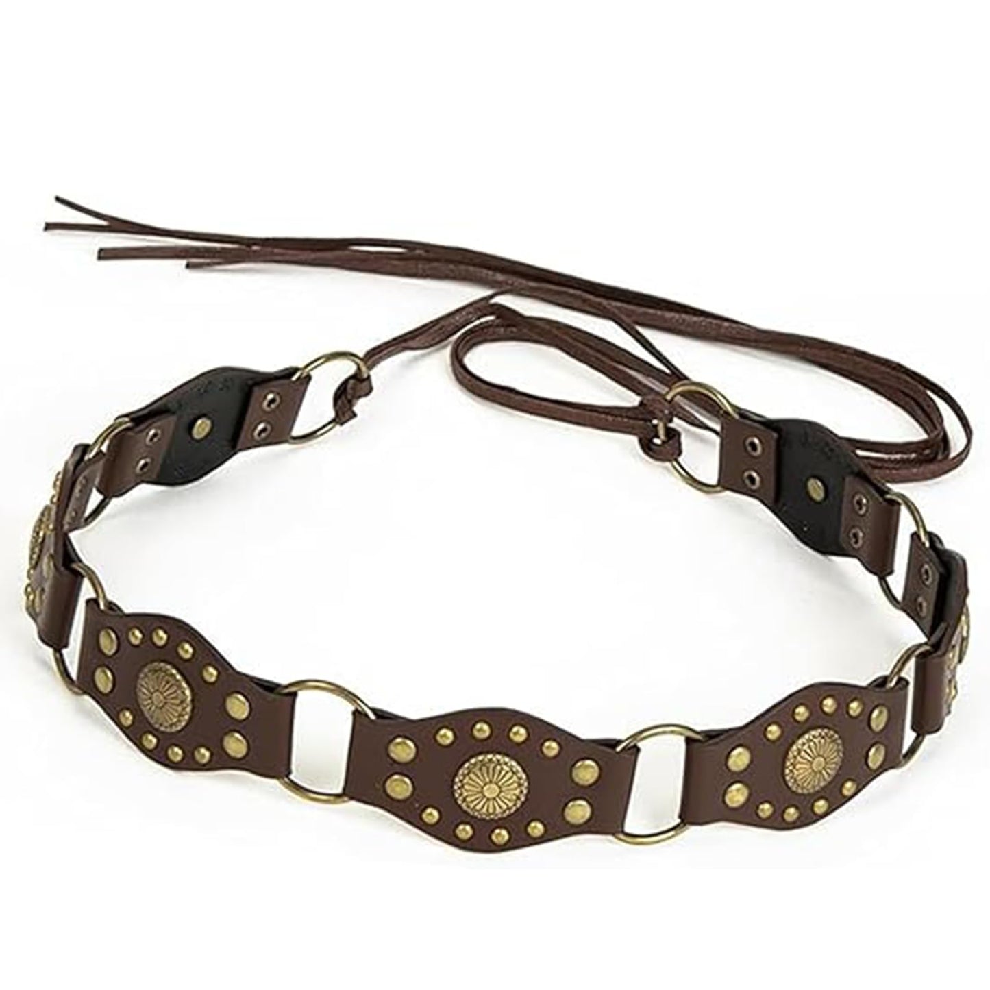 Fidesoni Bohemian Country Sytle Rope, Boho Waist Belt for Women Girls, Brown Western Belt for Jeans Dress, PU Leather Y2k Belts for Festivals Street Style