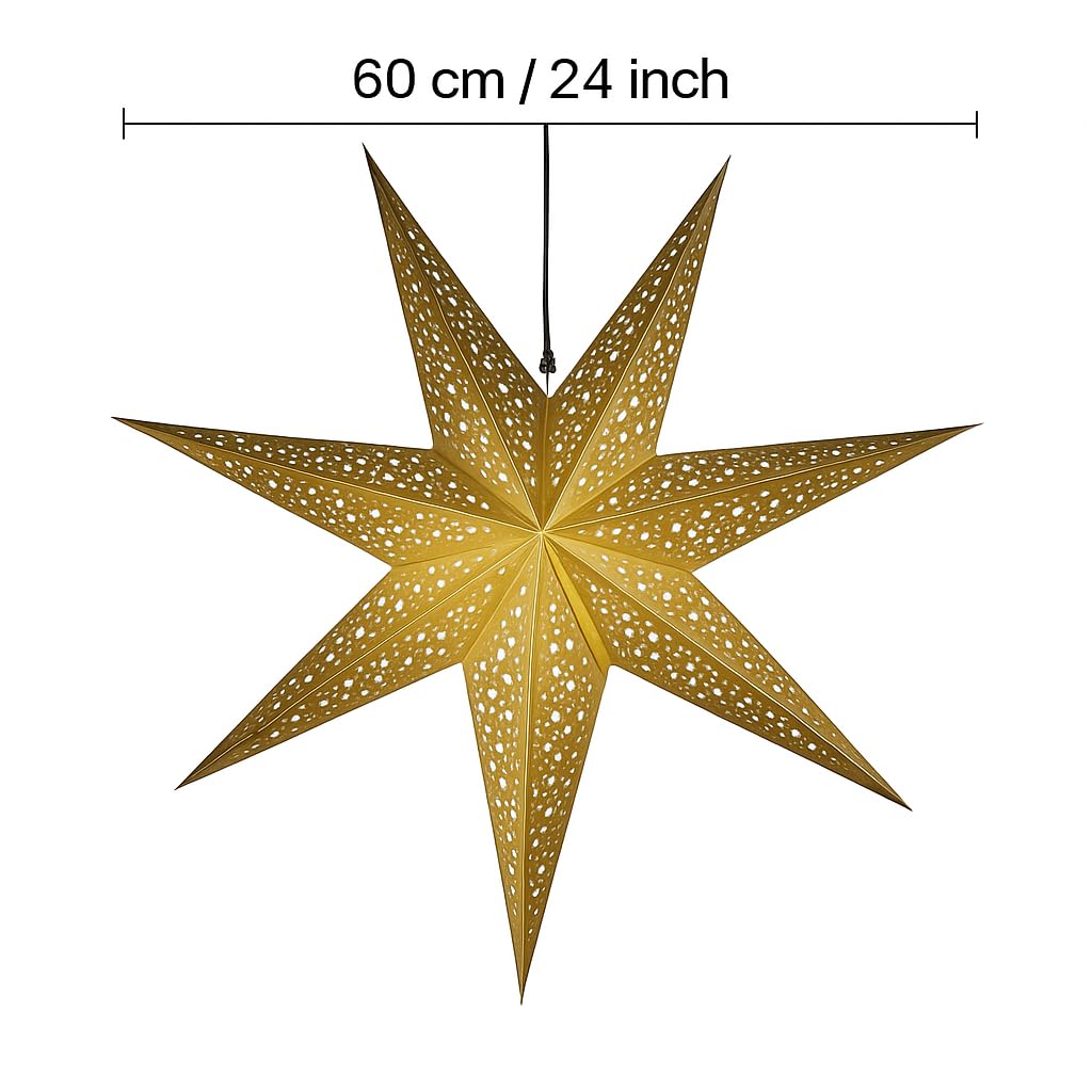 YEPSIO Lantern Lampshade Paper Star Light Shades Large 60cm Hanging Decorations for Christmas Wedding Home Decoration Birthday Party Foldable 7 Pointed Star (Golden)