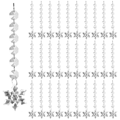 100 Pack Hanging Crystals - Clear Acrylic Prisms Pendant Ornaments for Christmas Tree, Centerpieces, Chandelier, Window & Home Decor, Ideal for Weddings, Parties Decorations (Snowflake)