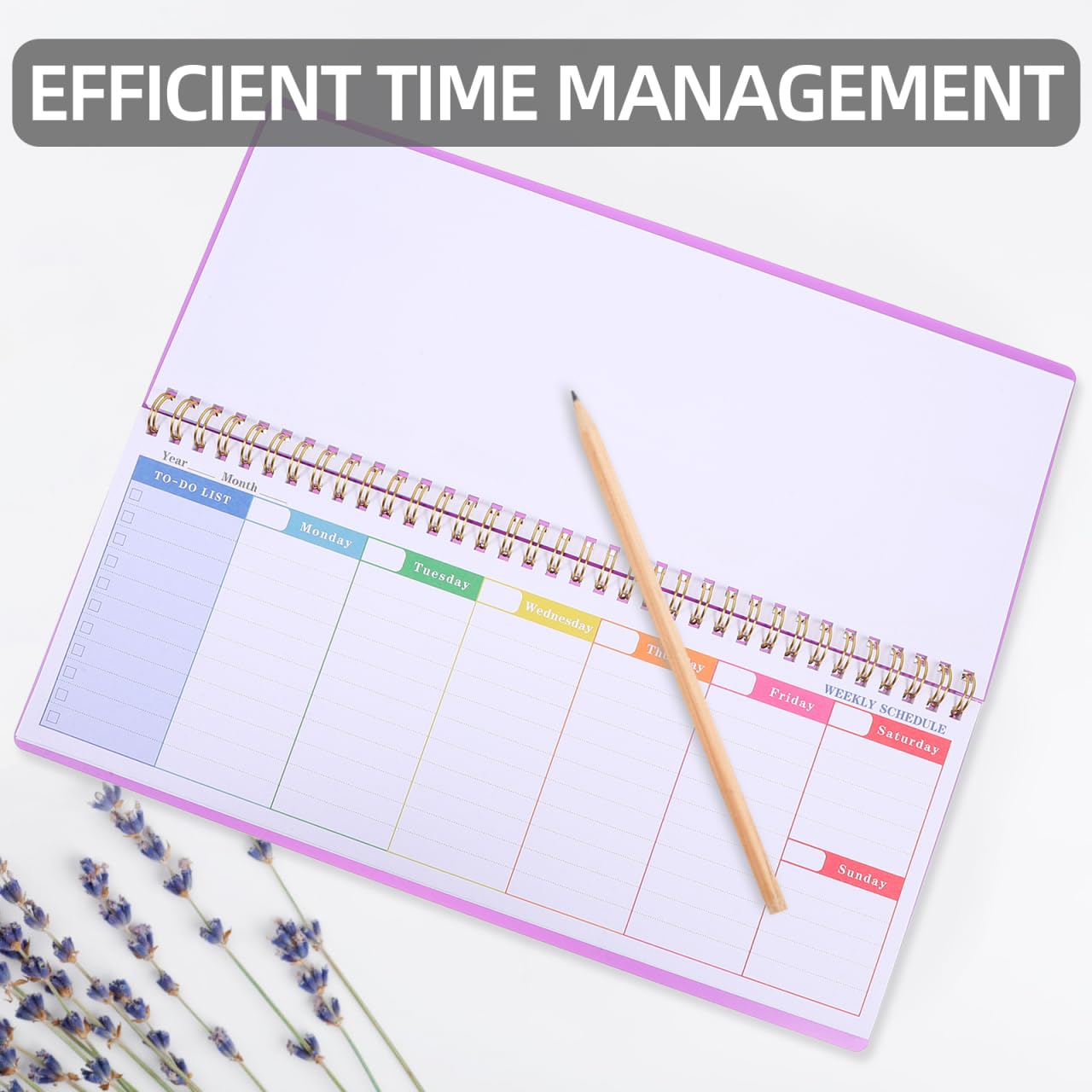 LALAFINA Brilliant Weekly Scheduler Undated Desk Planner Calendar Planning Pad for Whole Year School Home Office, Purple, 12X4.8 Inch