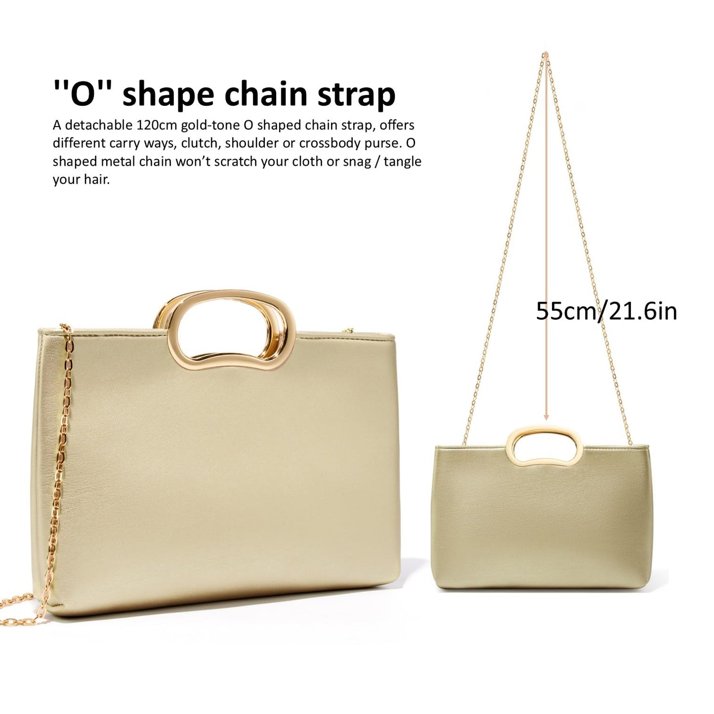 DETARA Clutch Purses for Women Cut Out Handle Clutch PU Leather Evening Bag Elegant Purse for Women Formal Wedding Party (Gold P032G)