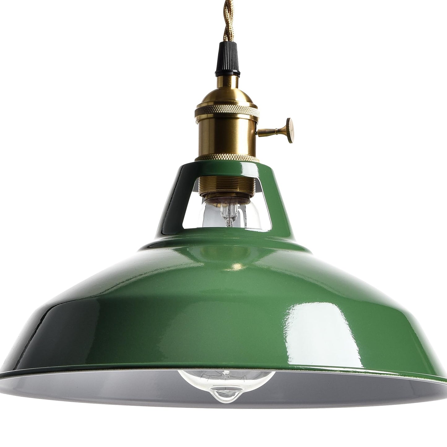 YUBOLE Modern Green Plug-in Pendant Light,Macarons Kitchen Hanging Swag Lighting, Metal Barn Shade with On-Off Switch Plug Cord Light for Bedroom Foyer Dining Bar
