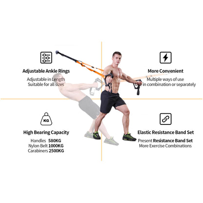 Moulyan Bodyweight Resistance Training Straps,Training straps Complete Home Gym Fitness Trainer kit for Full-Body Workout Easy Setup Gym Home Outdoors