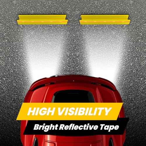 2 Pcs 18'' Parking Car Wheel Stopper for Garage with 2 Installation Methods, Heavy Duty Tire Stops with Reflective Tapes, Car Parking Aids for Garage, Yellow