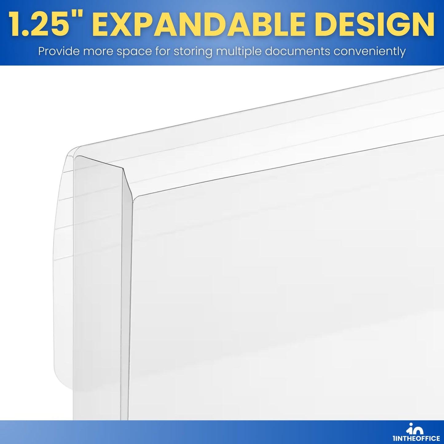 1InTheOffice Poly Envelopes Expandable Plastic Clear Envelope with Button & String Closure, Letter Size, Clear, 20 Pack