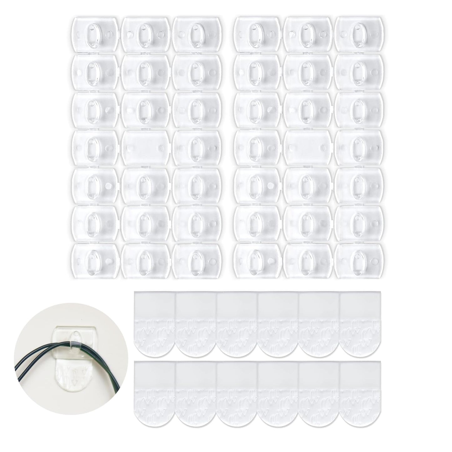 CARAINBO Indoor Mini Light Clips,240 Clear Clips and 270 Removable Strips, Damage Free Hanging Light Clips for Christmas Decoration, Wall Clips for Intdoor Lights and Cables, Cord Holders