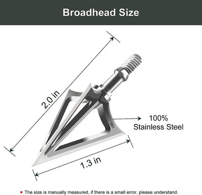 6/12 Pack Hunting Broadhead 100 Grain 420 Stainless Steel 3 Fixed Blade Broadheads Arrow Tips Archery Arrowhead for Crossbow and Compound Bow