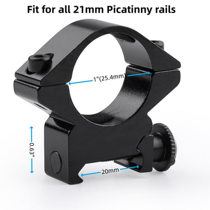 JINSE 1 inch Scope Rings, 2pcs Low Profile Scope Mount for Picatinny Rail
