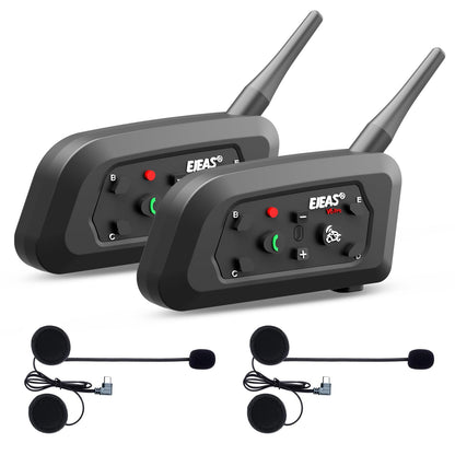 EJEAS V6 Motorcycle Bluetooth Headset, 2 Riders Motorcycle Intercom Helmet Communication System with Noise Reduction and Bluetooth 5.1 for Motorcycling Skiing and Climbing (1 Pack)