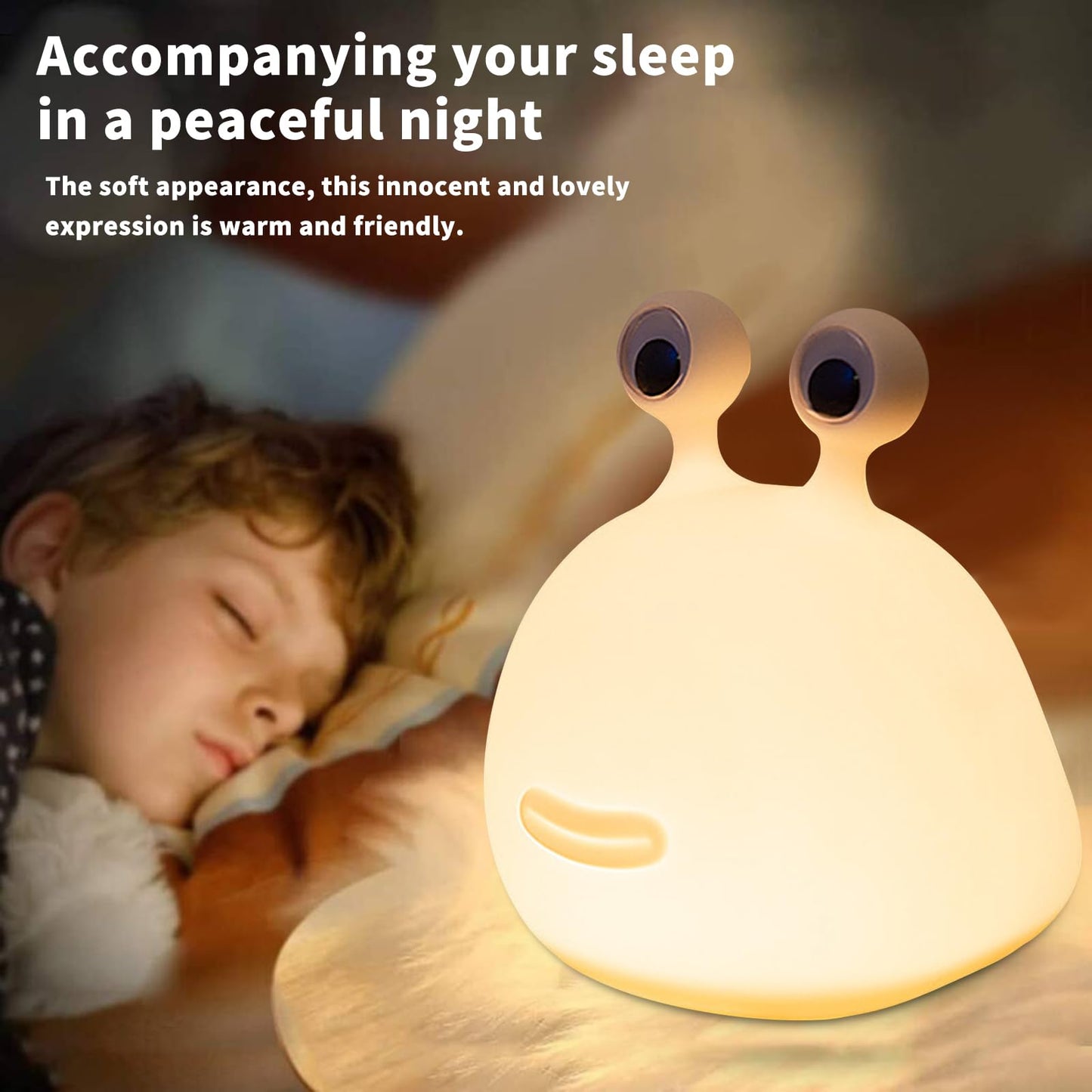 Yesinaly Cute Slug Night Light - Funny Kid Night Light for Bedroom Decor, Touch Soft Silicone Lamp for Birthday Gifts Room Decorations