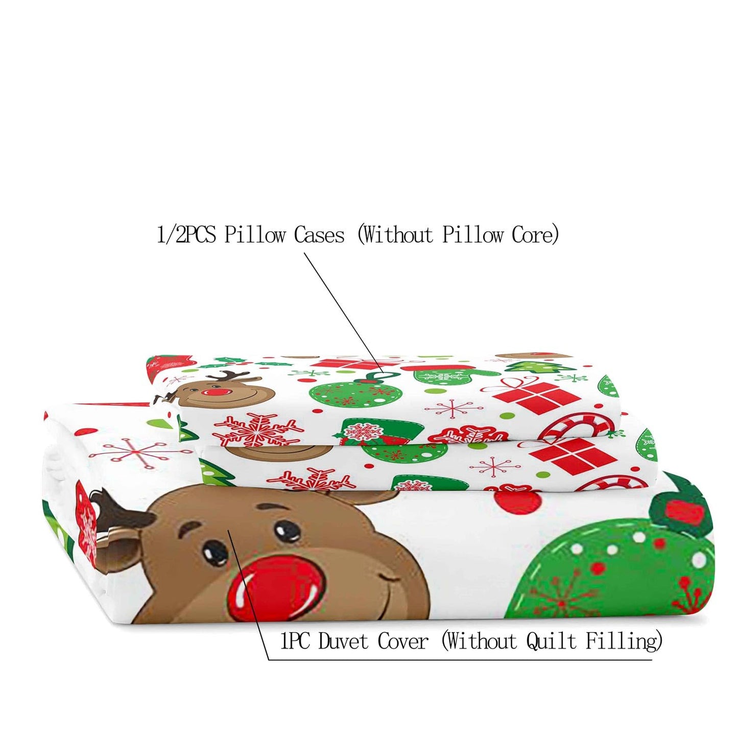 LUVIVIHOME 3PCS Christmas Duvet Cover Queen, White Duvet Cover, Boys Girls Kids Bedding, Cute Reindeer Snowflake Gingerbread Candy Cane Holiday Christmas Comforter Bedspread Quilt Cover 2 Pillow Cases