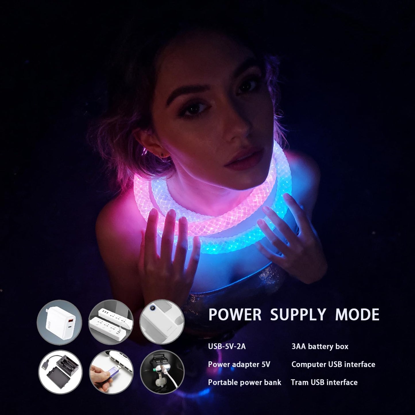 360 Degree Illuminated LED Neon Woven Light Strip, 16.4FT, 5V USB Music Synchronization APP Control for Game Room, Festival, Camping, Bedroom Decoration (9.84FT（LED Neon Woven Light Strip)