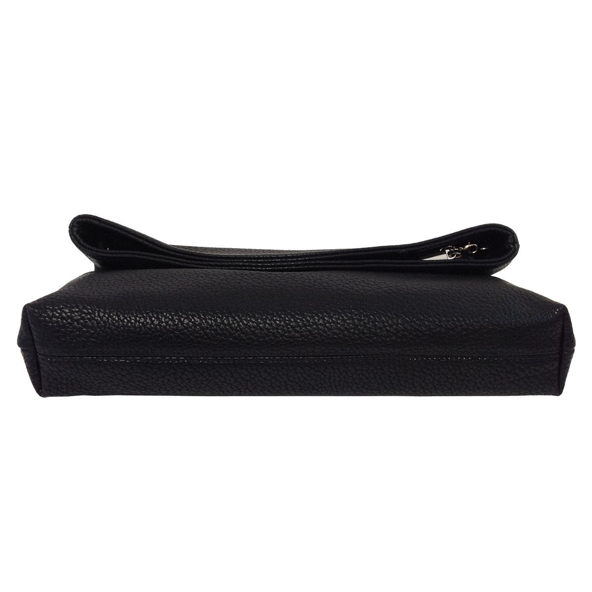 JNB Faux Leather Oversize Foldover Clutch Bag with Zipper Pocket,bk40
