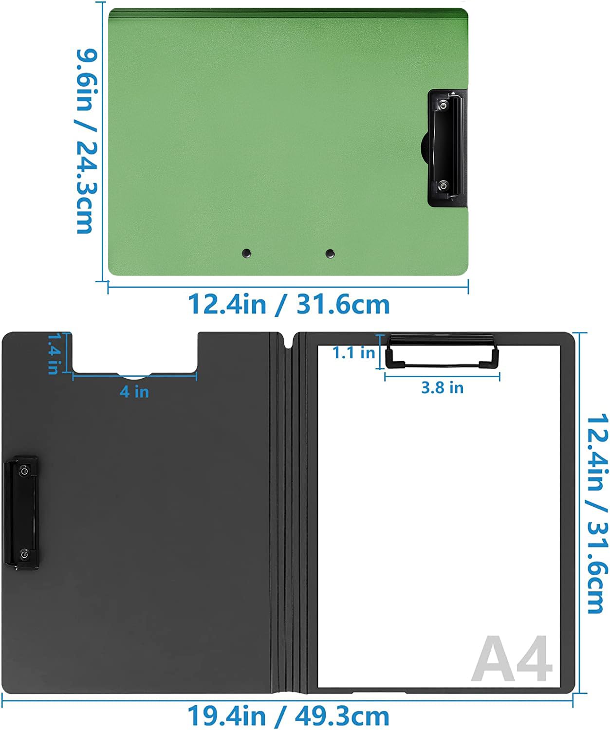 MUYICS 10 Pack Foldable Clipboards, A4 Clipboard Folder, Office Clipboard Folder with Double Clips Metal Clip, Storage Clipboards for Office, School or Medical Field(5 Colors)