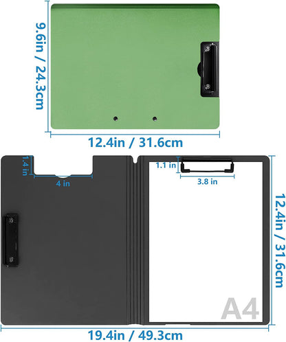 MUYICS 4 Pack Foldable Clipboards, A4 Clipboard Folder, Office Clipboard Folder with Double Clips Metal Clip, Storage Clipboards for Office, School or Medical Field(4 Colors)