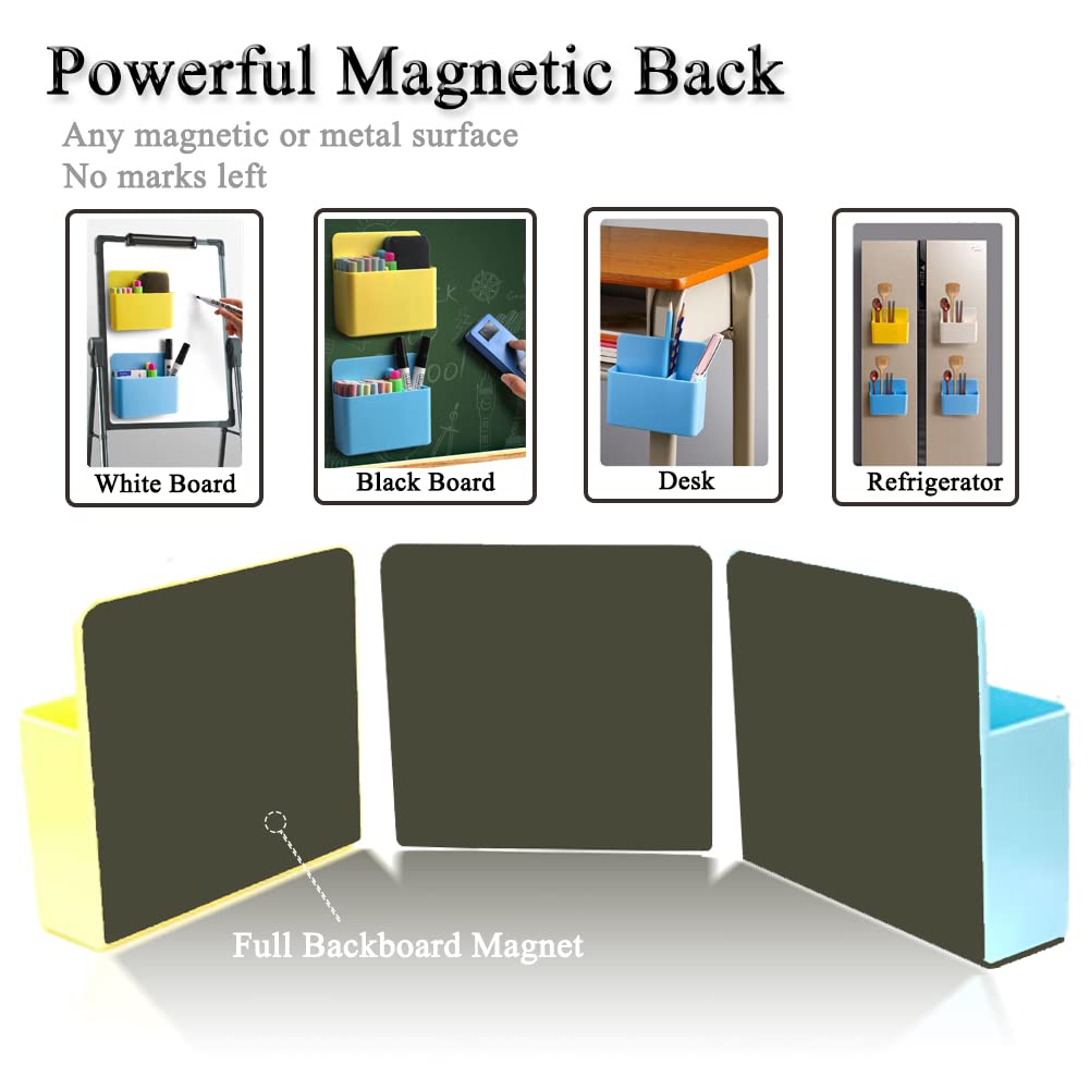 OPTSPTOY Magnetic Marker & Chalk Pen Holder Combo Set - Large & Small Organizers + Eraser for Whiteboard, Blackboard, Fridge, Metal Locker, Cabinet (White)
