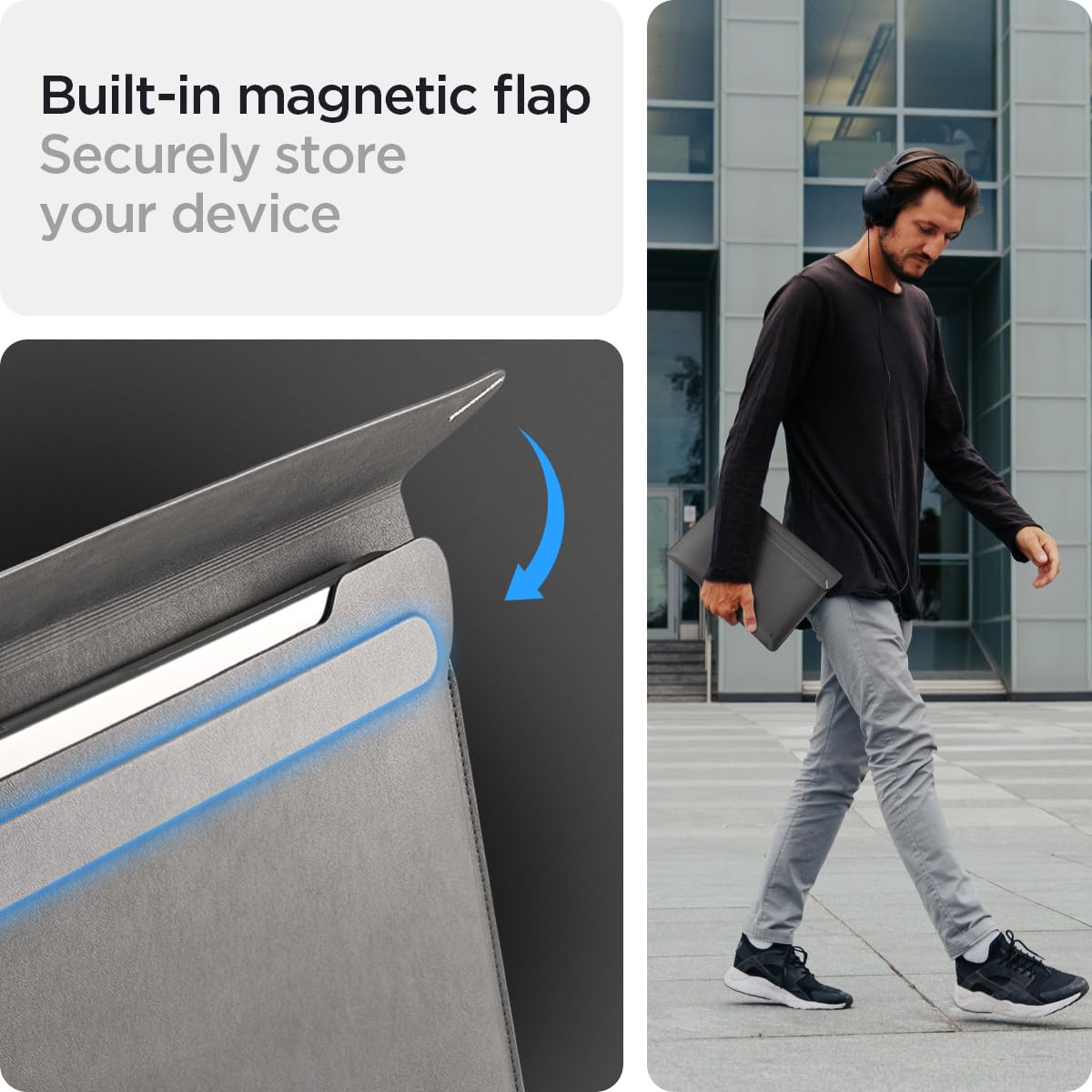 Spigen Valentinus Protective Laptop Sleeve for 16-inch MacBook Pro/Air M5 Pro/Max (2026), M5/M4/M3/M2/M1 A3403 A3186 A2991 A2780 A2485 A2141 - City Gray