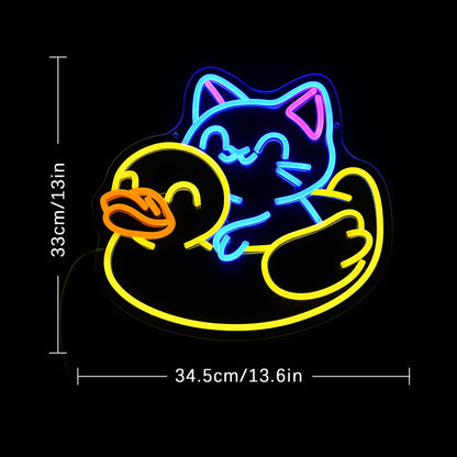 LULANMP Cat Neon Sign for Wall Decor Duck Neon Light Animal LED Neon Sign USB Powered LED Neon Light for Bedroom Zoo Pet Shop Cat House Decoration(13.5"*12.9")