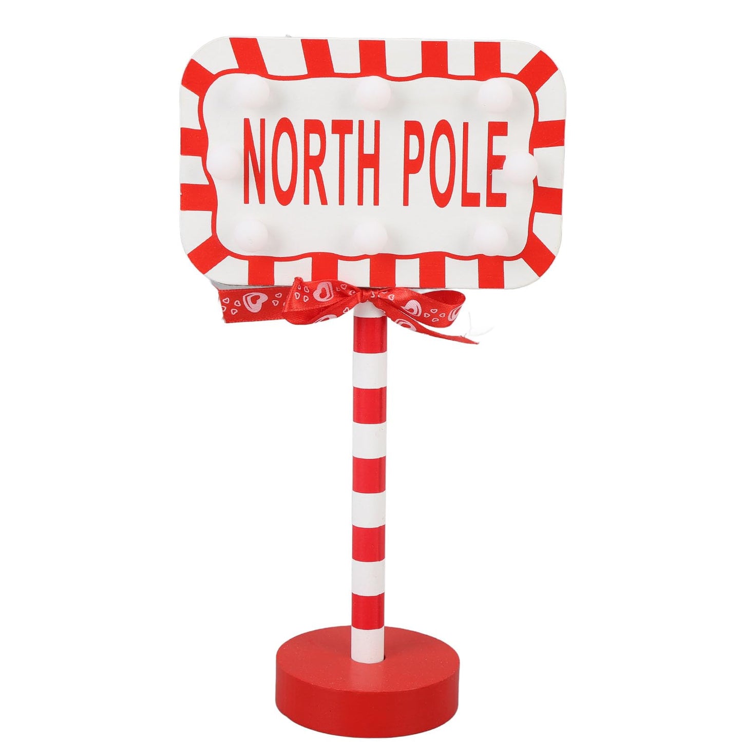 NOENNULL Xmas LED Street Lamp Wooden North Pole Sign Battery Operated Tabletop Night Light Xmas Tree Night Light Tabletop Decorations for Home Office Holiday Party Decoration