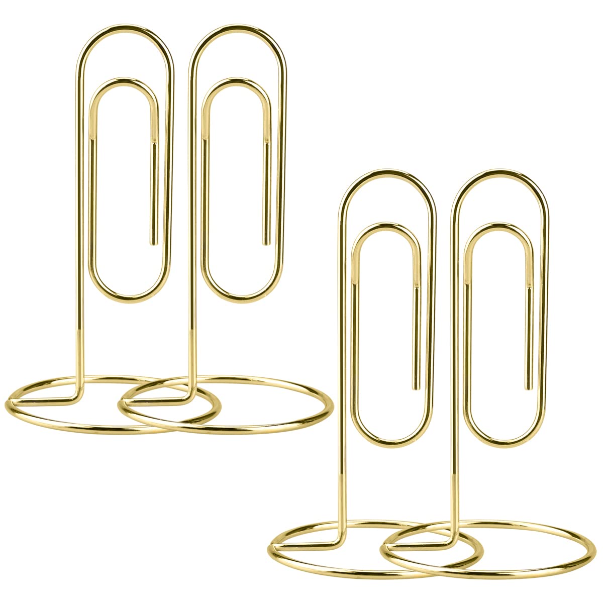 5.2 Inch Desktop Memo Holder, 4 Pack Jumbo Metal Desk Paper Clip Organizer for Office Table, Place Card, Bills, Photos, Table Numbers, Multi-Purpose Document Stand Accessory