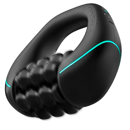 bunoju Electric Rolling Percussive Massager - 3-Speed Spin Deep Tissue Muscle Relief, Cellulite Remover Body Sculpting Tool for Back Shoulders Legs Calves Neck Post-Workout Recovery (Black)