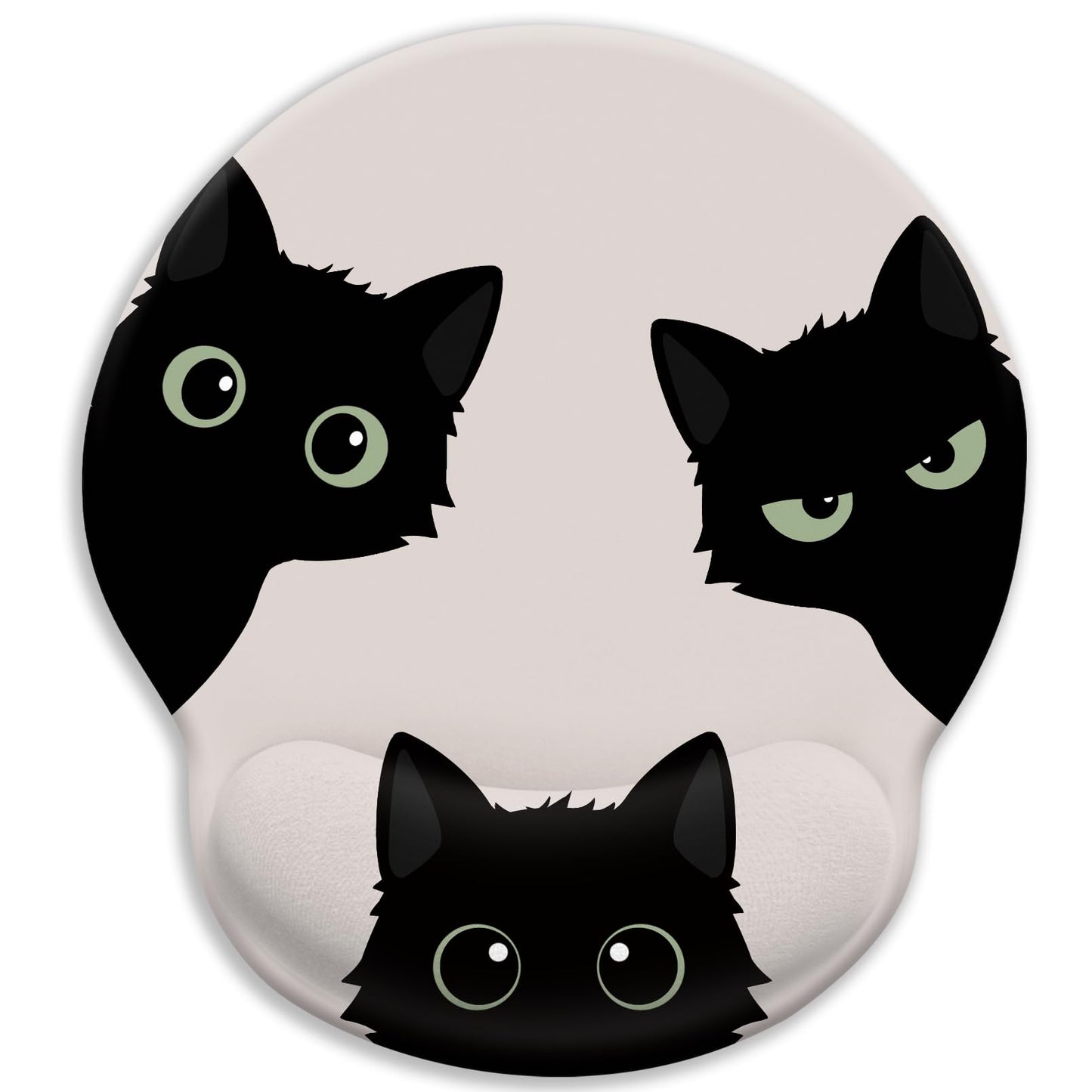 LIMKRIAN Cat Mouse Pad, Funny Ergonomic Mousepad with Wrist Rest, Gaming Mouse Pad Wrist Support with Non-Slip Pain Relief PU Base, Black Cat Mouse Pads for Desk, Cute Office Desk Accessories Decor
