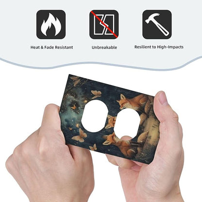 Decorative Art Light Switch Covers Foxes & Forest 1 Gang Single Duplex Outlet Wall Plate Switchplate Electrical Faceplate for Home Decor