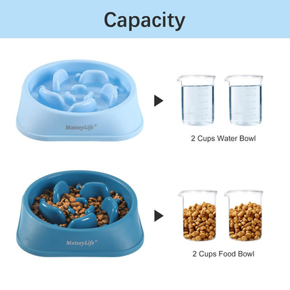 MateeyLife Slow Feeder Dog Bowls 2PCS, Anti-Choking Puzzle Dog Food Bowls, Anti-Slip Interactive Feeding Slow Down Eating, Bloat Stop Maze Dishes for All Breeds Pets