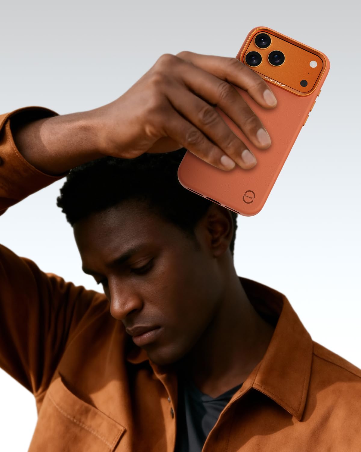 RAPTIC Urban Nano Leather Case Compatible with iPhone 17 Pro - Compatible with Magsafe & Wireless Charging, Aluminum Control Buttons, Dual-Layer Construction, Orange