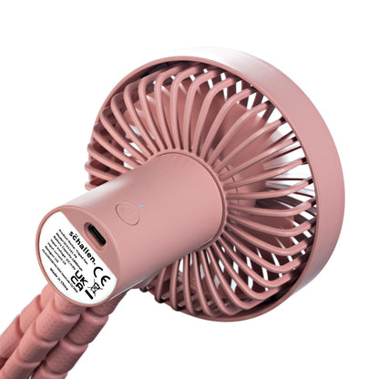 Schallen Rechargeable 4 Way Portable Lightweight Fan for Pram Fan, Car Seat, Desk, Office, Travel Fans | Clip on, Handheld, Tripod & Phone Holder (Pink)