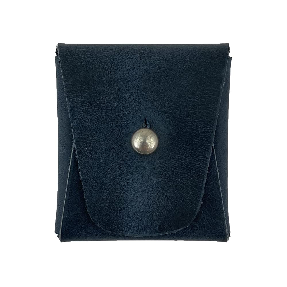 Hide & Drink, Leather Minimalist Coin Pouch, EarPods Case, SD Card Holder, Wallet and Cash Organizer, Handmade Includes 101 Year Warranty (Slate Blue)