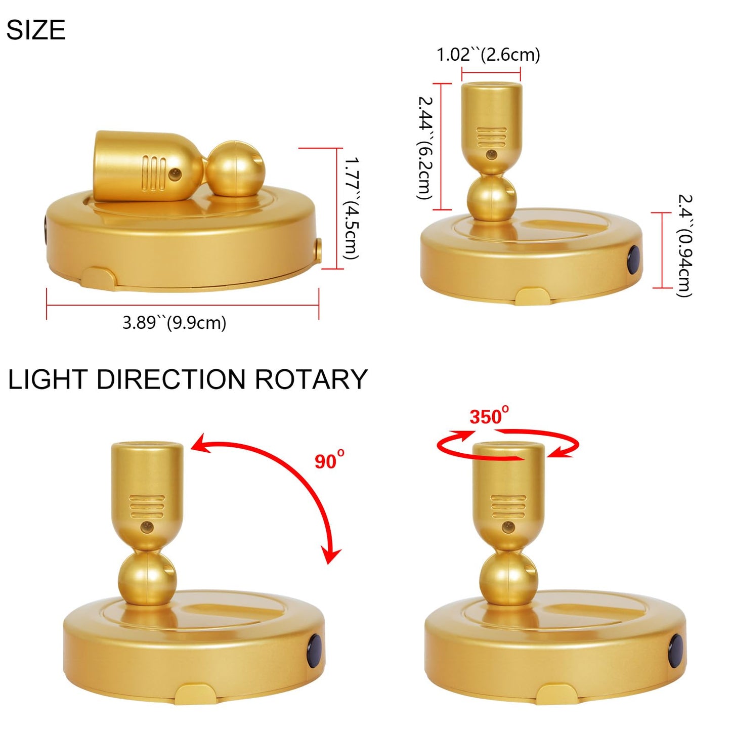 HAMVIDNE Indoor LED Spotlight, Battery Operated RGBW Spotlights with Remote, 12 Colors Changing Plant Tree Spot Light with Timer, Up Lights for Wall Art Picture Display Dartboard Painting Accent-Gold
