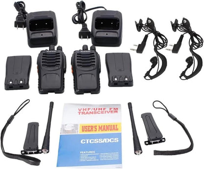 BAOFENG Walkie Talkies - Long Range 16 Channel Two Way Radios with Earpieces | Rechargeable Handheld 6 Pack