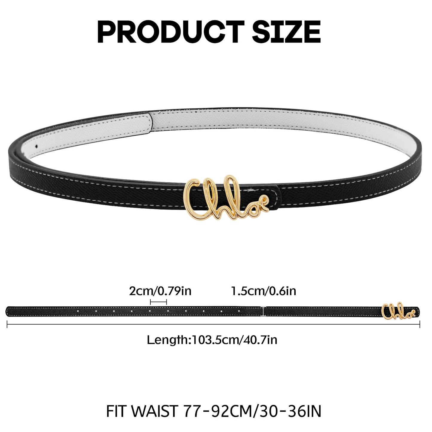 LJCZKA Faux Hide Waist Strap Double Sided for Ladies, Adjustable Hip Band with Golden Clasp for Daily Outfit Casual Wear (BlackGold)