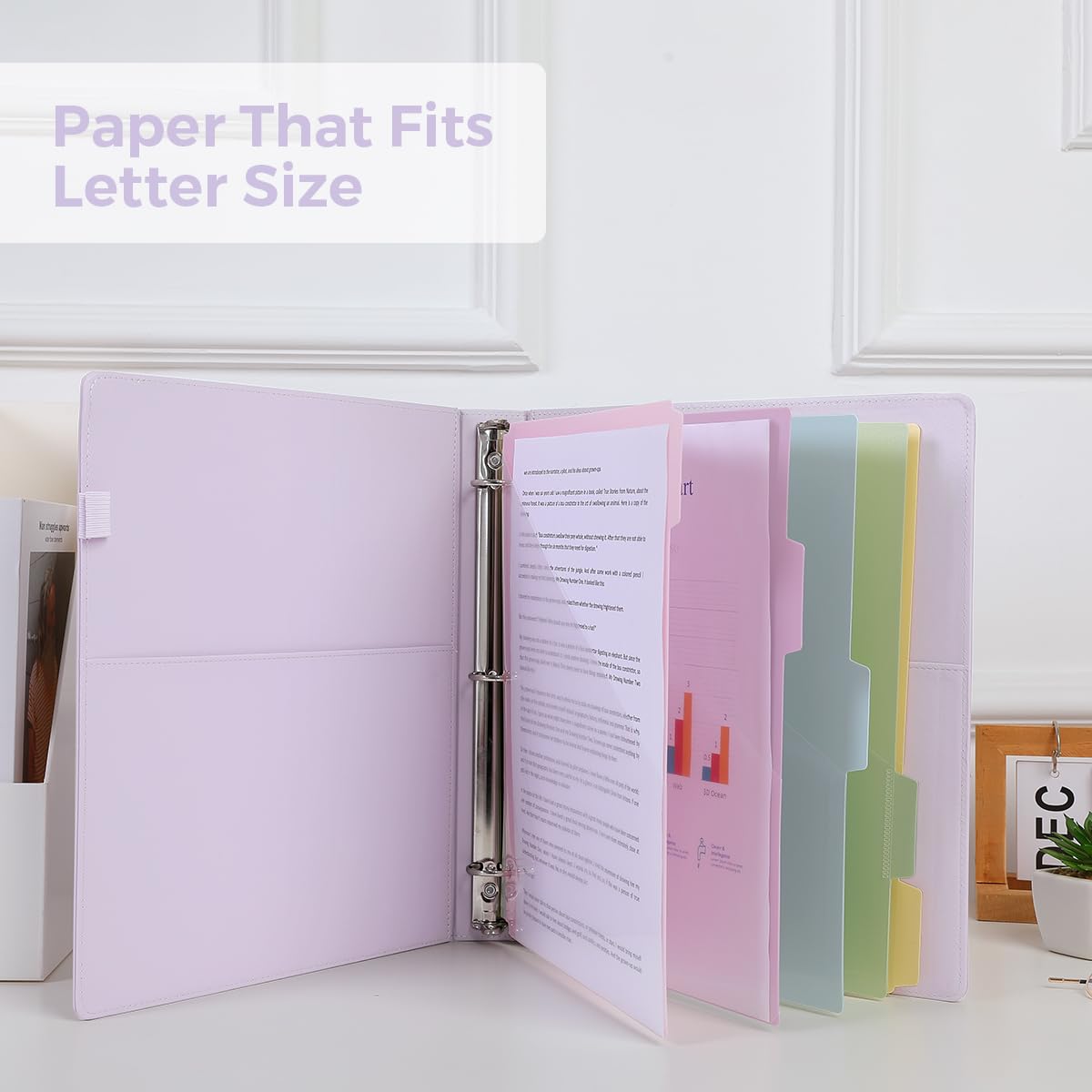 SKYDUE 3 Ring Binder with Clipboard 1 Inch, 13.2" × 10.2" PU Clipboard Binder with Notepad & 5 Dividers with 5 Pockets, Labels, Clipboard Folder Great for School Office (Fit Letter Sized Paper)