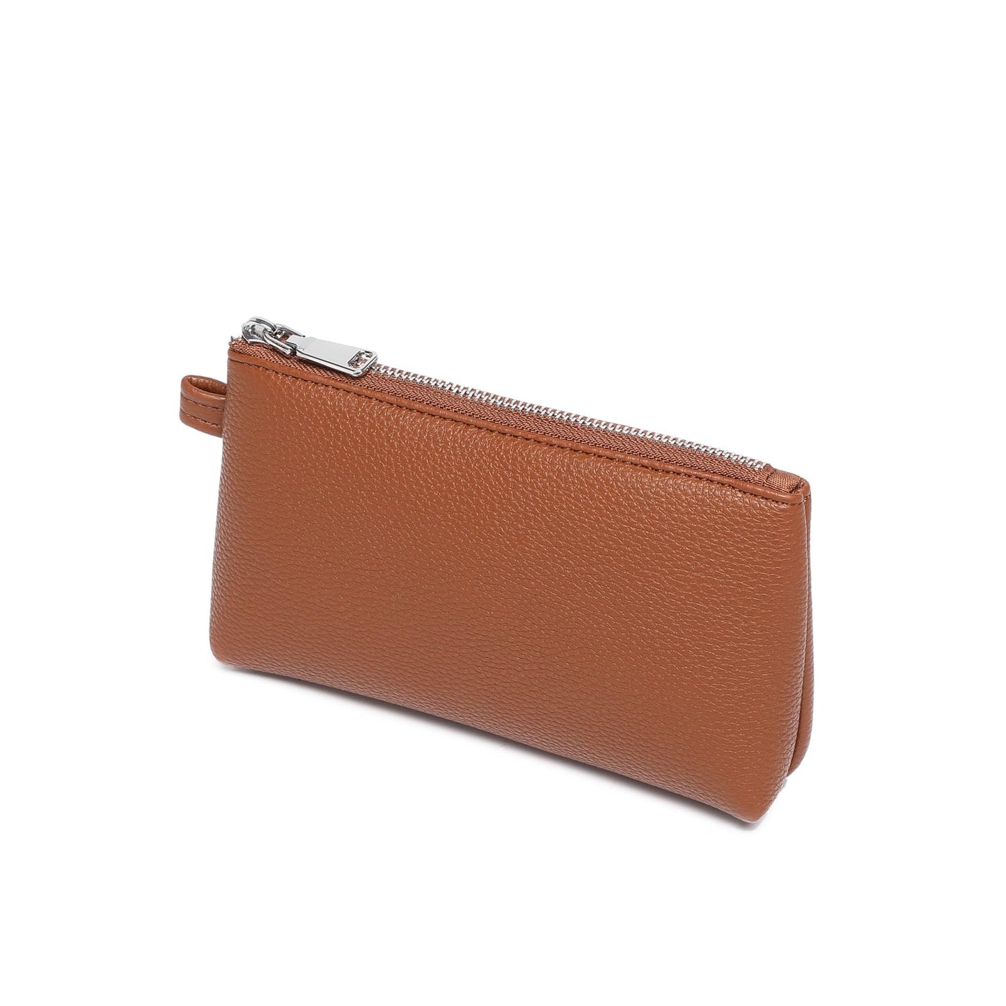 YONBEN PU Leather Small Makeup Bag for Women Cosmetic Bag Organizer with 2 Inner Pockets Zipper Pouch(Pu/Saddle Brown)