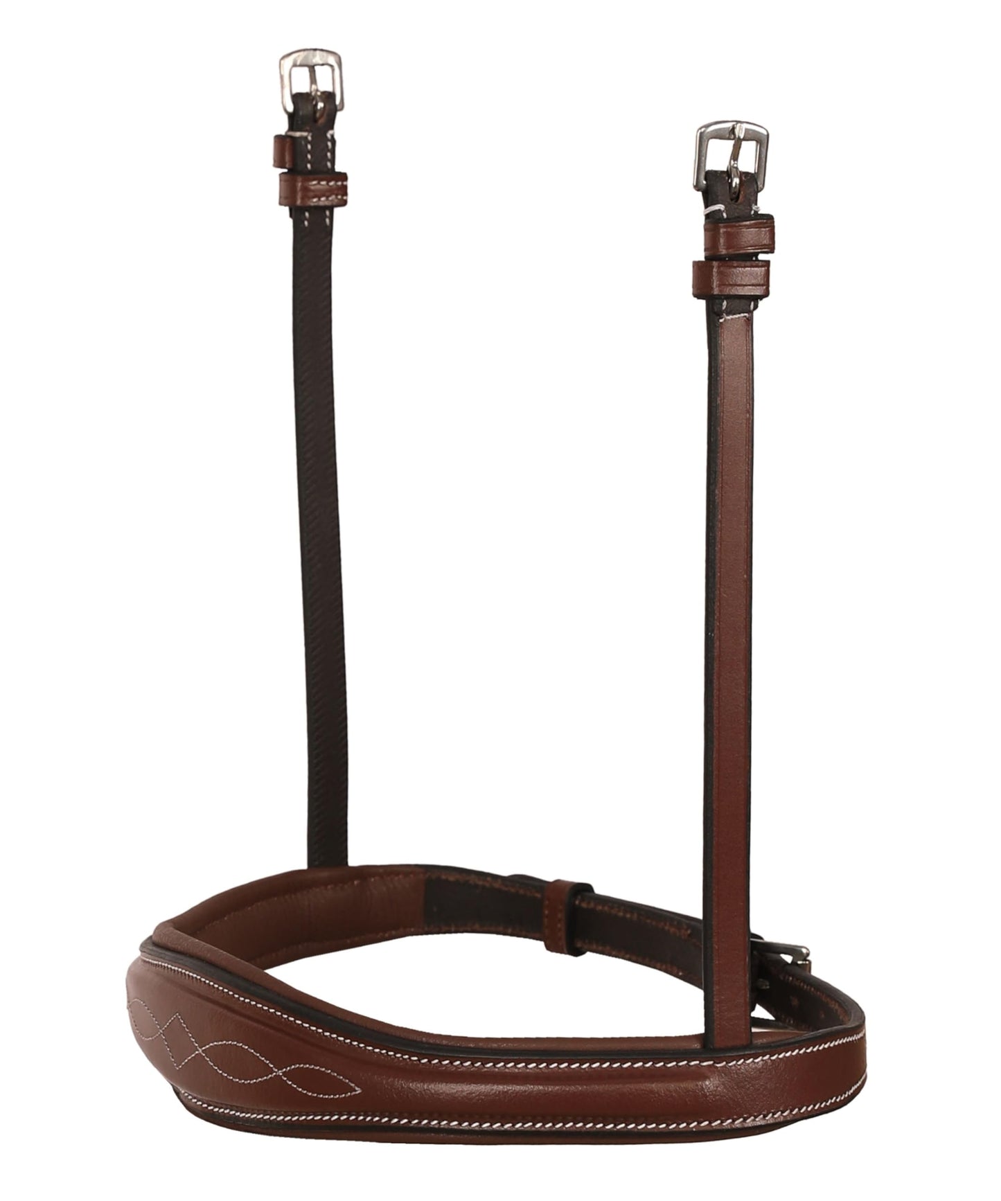 Exion Hunter Anatomic English Bridle – Padded Fancy Stitched Leather Bridle with Rubber Reins – Ergonomic Poll Relief Crownpiece for Show Jumping & Eventing – Stainless Steel – Havana Brown