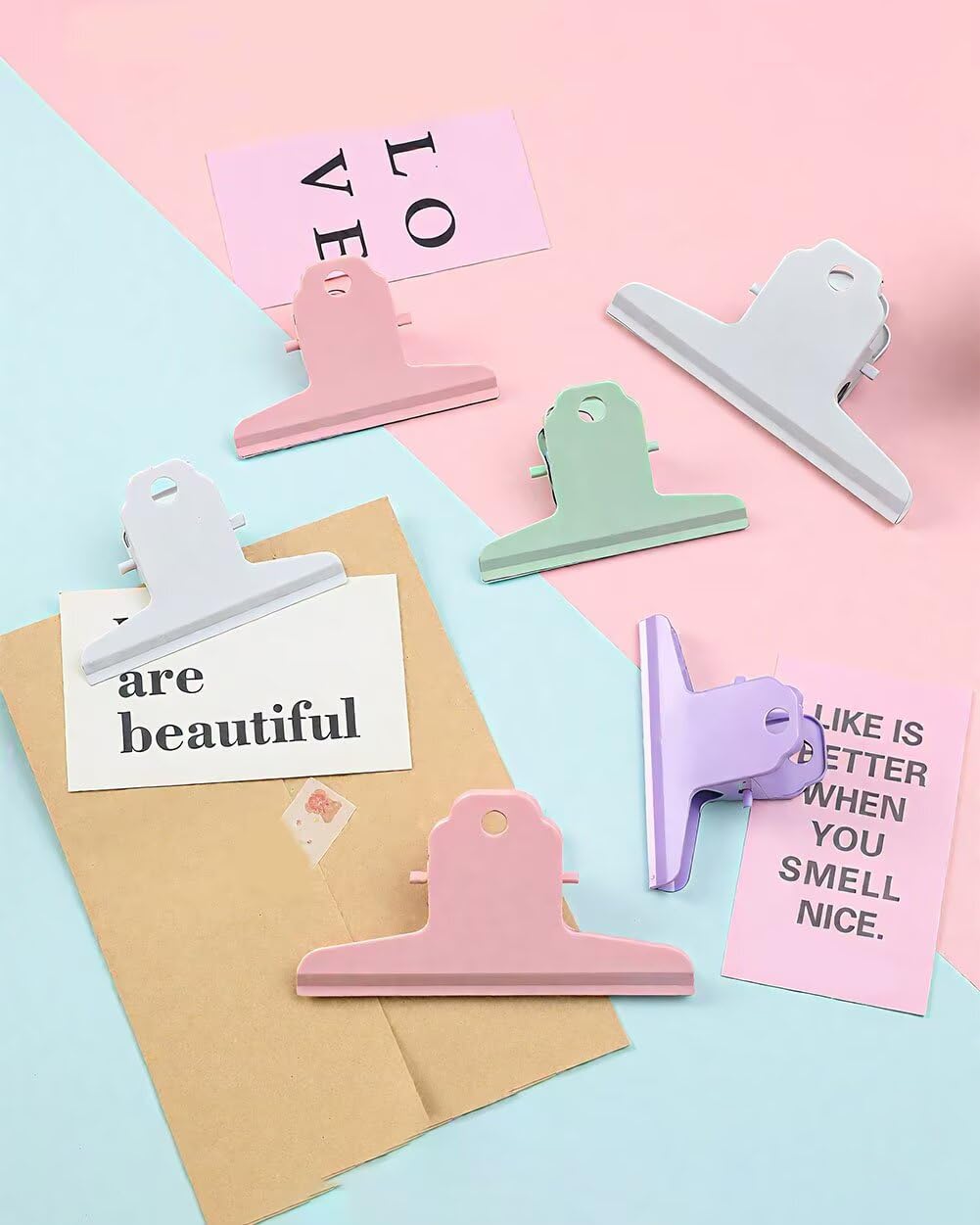 2PCS Extra Large Binder Clips Metal Bulldog Clips Large Paper Clamps Holder Chip Clips for Home School Office Drawing Bag Pink 4inch