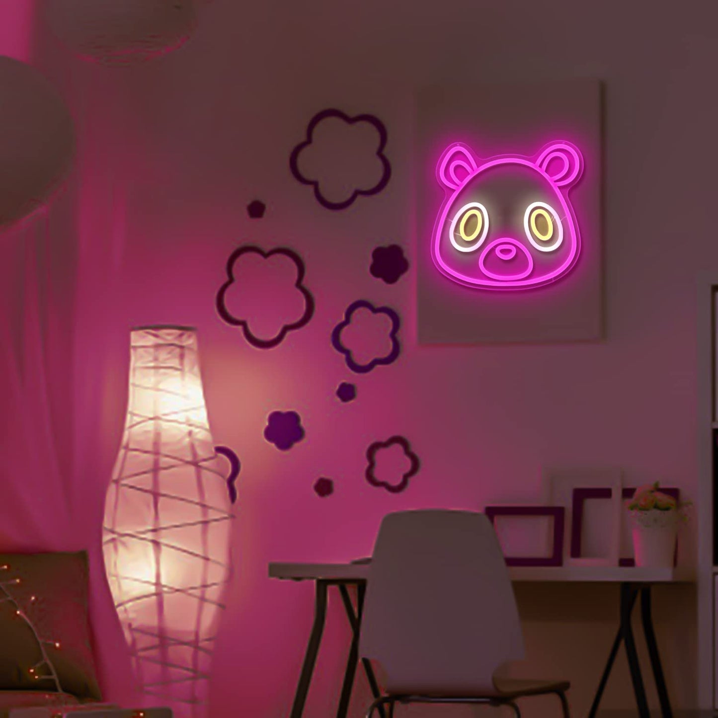 Graduation Bear Neon Sign Pink Bear Neon Light Sign Cartoon Graduation LED Neon Signs for Wall LED Signs Light up Signs for Bedroom Graduation Party Kids Room Wall Decor Birthday Grad Gifts