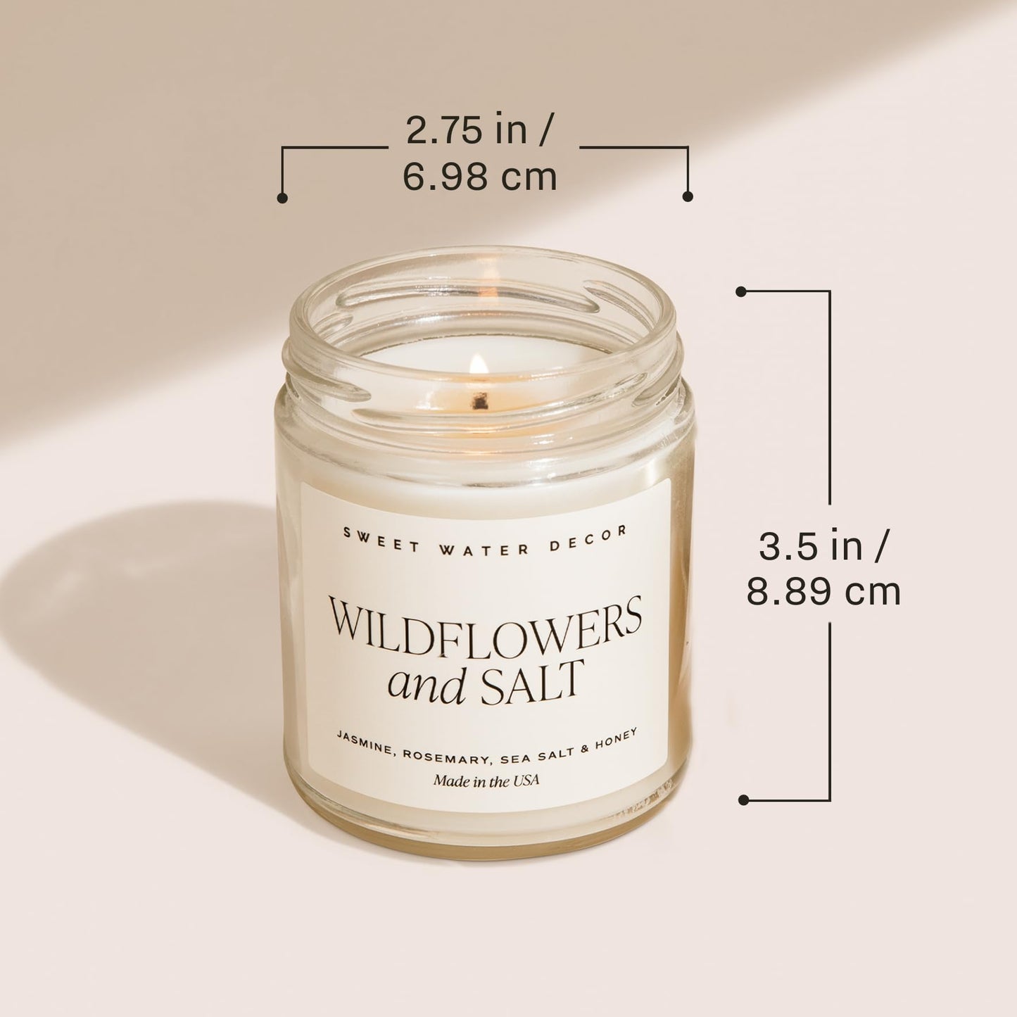 Sweet Water Decor Salt and Sea Patterned Candle – Soy Candles with Sea Salt, Citrus, Musk, Amber Aroma– 40 Hour Burn – 9oz Clear Glass Jar – Ocean Summer Candles for Home Decor