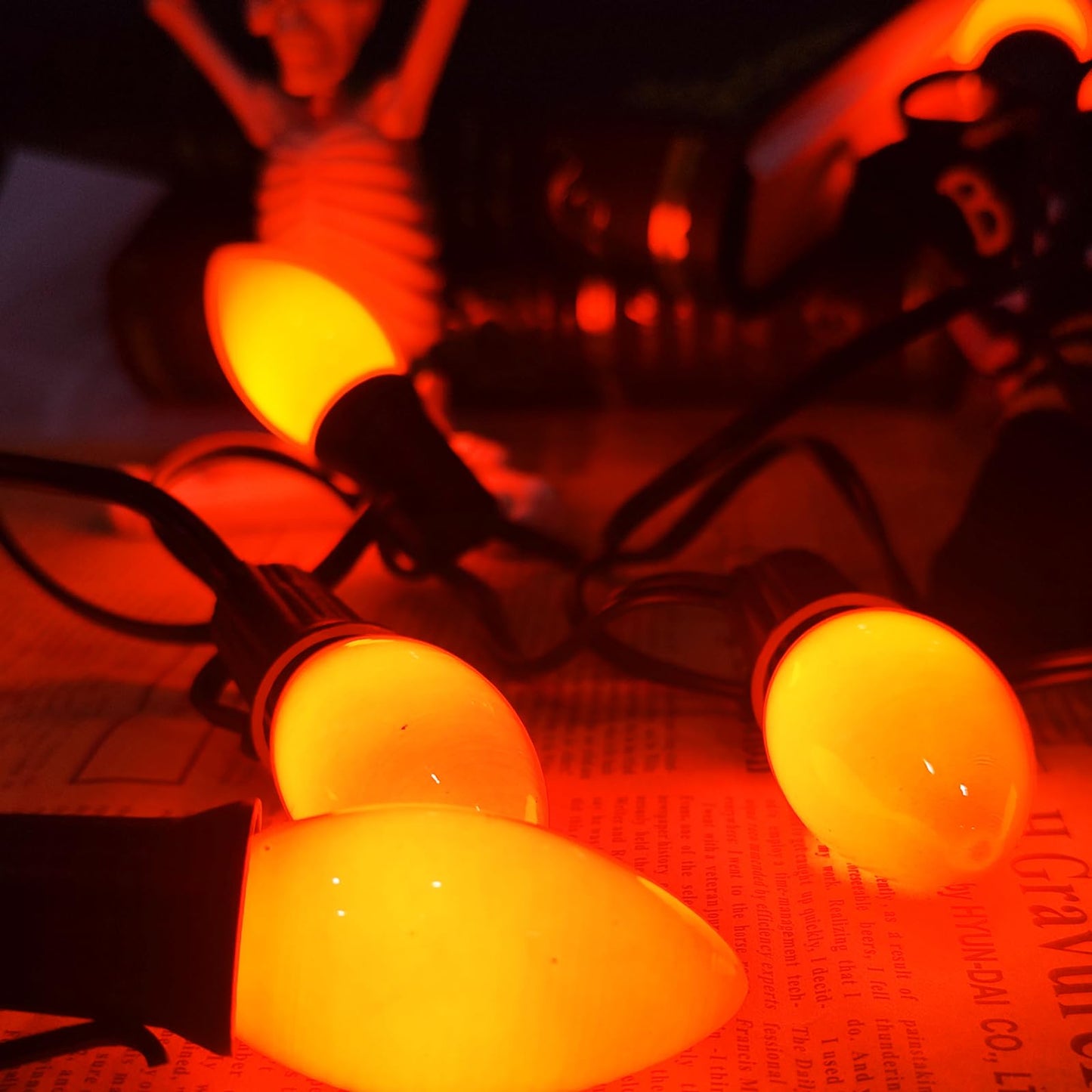Pallerina C9 LED Orange Halloween Lights, 25 Foot 26 Bulbs String Lights, 120V Energy Saving, IP44 Weather Resistant Connectable Lights for Patio, Roofline, Garden, Festival Decoration