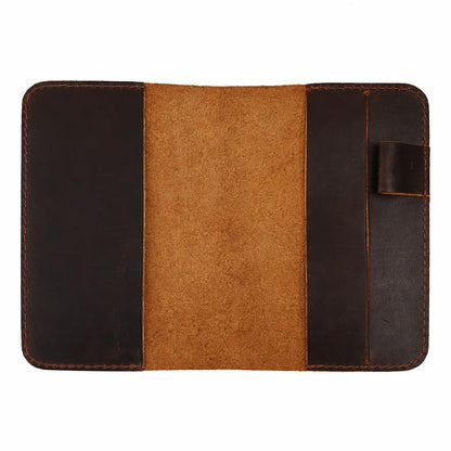 PavinCrafter Handmade Leather A6 Notebook Cover Compatible for Leuchtturm 3.6 x 5.9 in, Refillable Travel Journal Case for Men & Women, Compatible with Moleskine Hobonichi Pocket Planner (Dark Brown)