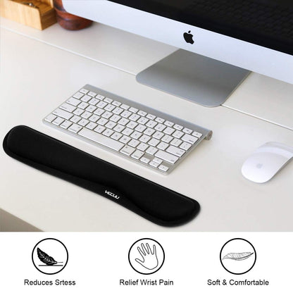 VECUU Keyboard Wrist Rest, Pad with Ergonomic Raised Memory Foam for Easy Typing & Pain Relief, Anti-Slip Wrist Support Suit for Computer, Laptop, Office, PC Gaming (Black)