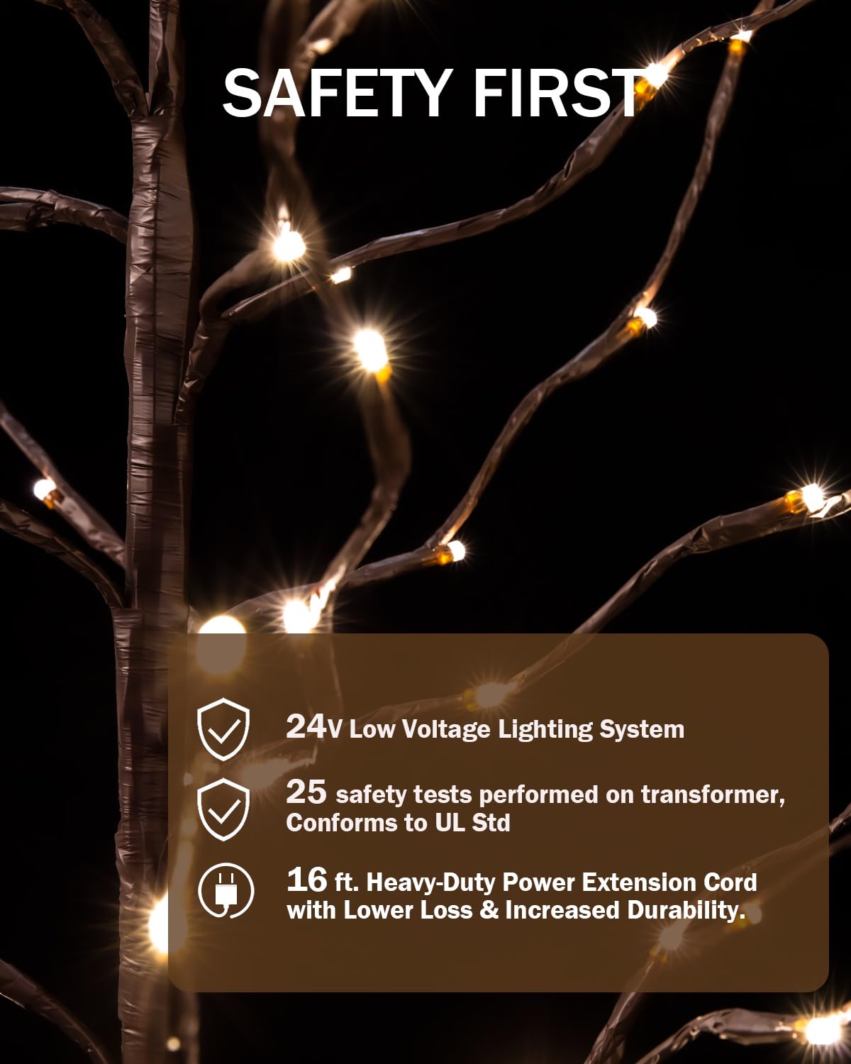 TYBEEU 5ft Star Light Tree with 216 Warm White LEDs for Holiday Decor - Dimmable, UL Certified, Waterproof - Ideal for Indoor and Outdoor Decoration
