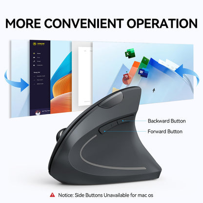 TECKNET Ergonomic Mouse, Wireless Bluetooth Vertical Mouse, 4800 DPI Optical Tracking, 6 Adjustable DPI, Quiet Clicks, 2.4GHz with USB A Receiver, 12 Months Battery, 6 Buttons, Wide Compatibility