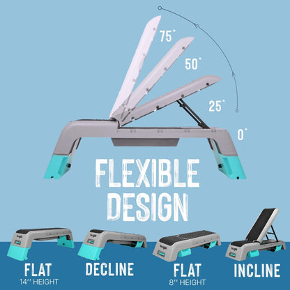 Yes4All Multifunctional Fitness Aerobic Step Platform/Aerobic Deck, Household Step Workout Bench for Home Gym (Blue/Grey)