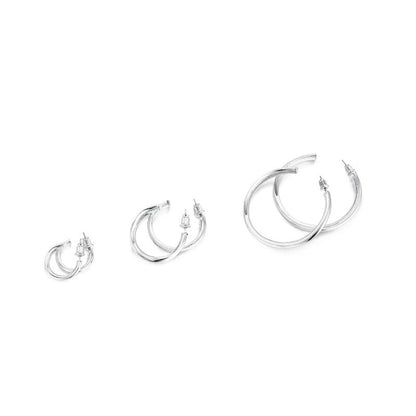 PAVOI 14K White Gold Hoop Earrings For Women - 2mm Thick 45mm Infinity Gold Hoops - Gold Plated Loop Earrings - Lightweight Hoop Set