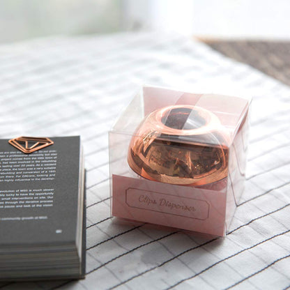 Rose Gold Paper Clip Holder Magnetic Paper Clips Dispenser with 100pcs Paperclips for Desk Office School Home Organizers Accessories Gift Idea (Rose Gold)