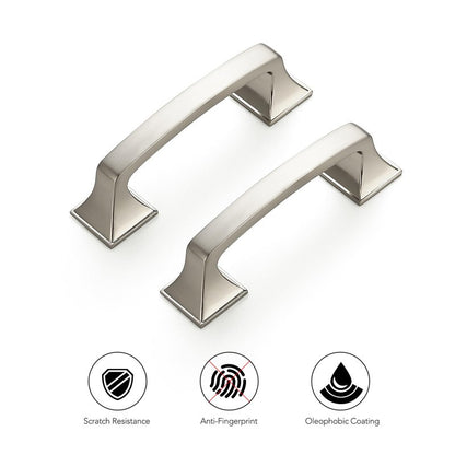 Ravinte 30 Pack Solid 3" Square Foot Arch Pulls Kitchen Cabinet Handles Brushed Nickel Pulls Silver Dresser Kitchen Cupboard Hardware Handles for Cabinets Cupboard Drawers